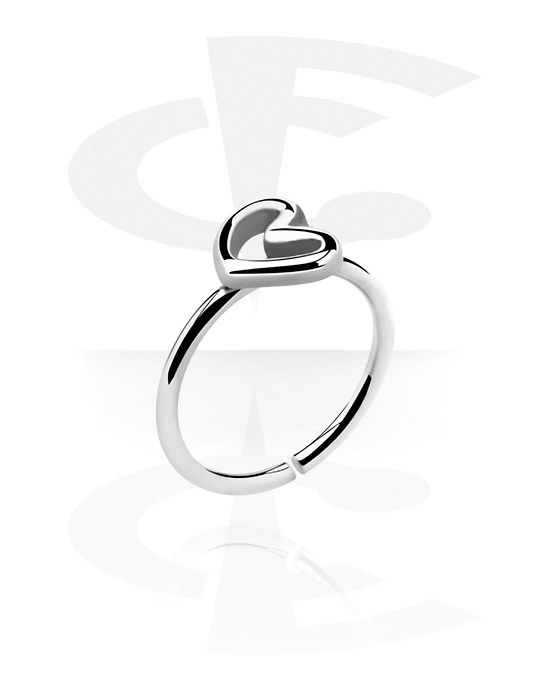 Piercing Rings, Continuous ring (surgical steel, silver, shiny finish) with heart attachment, Surgical Steel 316L