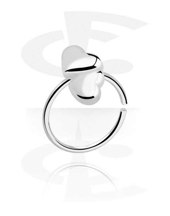 Piercingringer, Kontinuerlig ring (kirurgisk stål, sølv, skinnende finish) med hjertedesign, Kirurgisk stål 316L