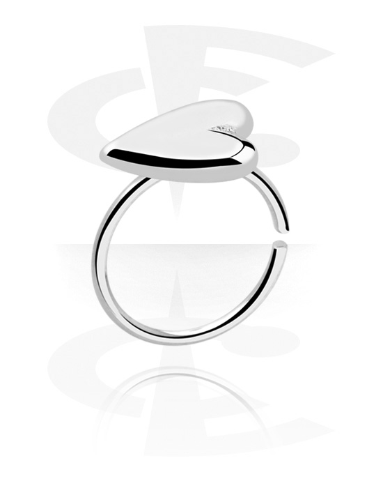 Alke za piercing, Neprekidni prsten (kirurški čelik, srebrna, sjajna završna obrada) s dodatkom sa srcem, Kirurški čelik 316L