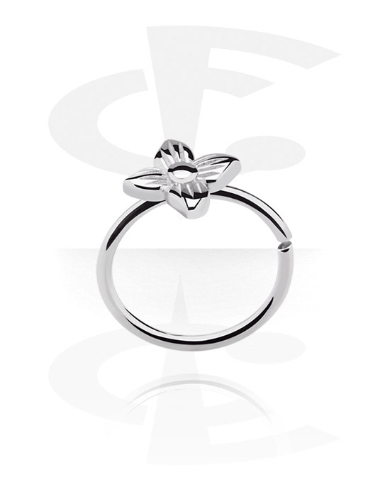 Piercingringar, Continuous ring (surgical steel, silver, shiny finish) med blommig design, Kirurgiskt stål 316L
