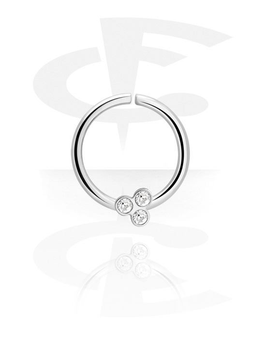 Piercingové kroužky, Spojitý kroužek (chirurgická ocel, stříbrná, lesklý povrch) s krystalovými kamínky, Chirurgická ocel 316L