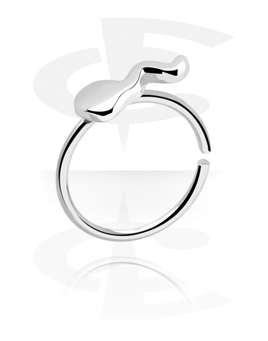 Piercing Rings, Continuous ring (surgical steel, silver, shiny finish) with sperm design, Surgical Steel 316L