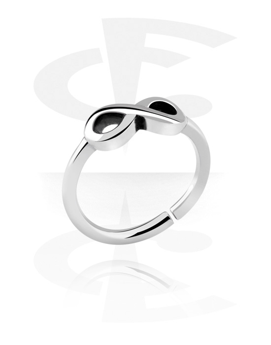 Anéis piercing, Continuous ring (aço cirúrgico, prata, acabamento brilhante) com símbolo do infinito, Aço cirúrgico 316L