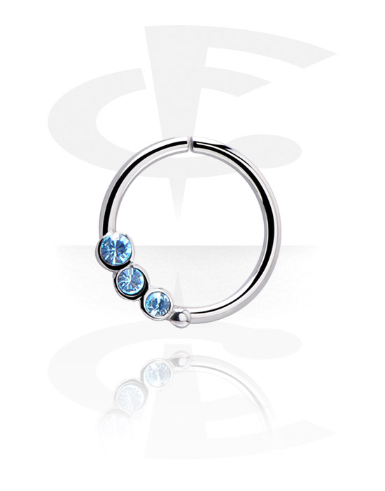 Piercingringer, Kontinuerlig ring (kirurgisk stål, sølv, skinnende finish) med krystallsteiner, Kirurgisk stål 316L