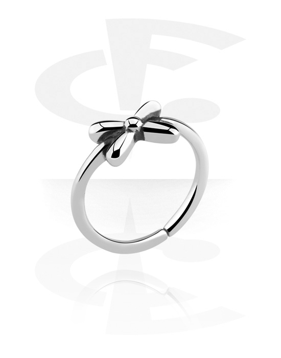 Piercing Rings, Continuous ring (surgical steel, silver, shiny finish) with bow design, Surgical Steel 316L