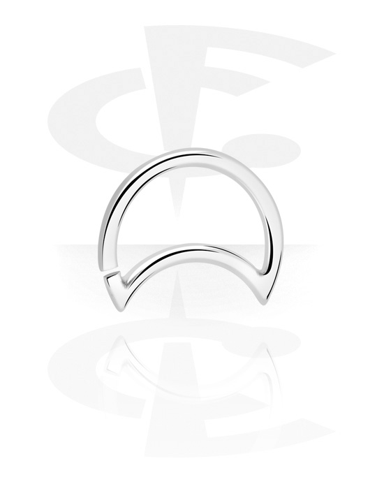 Piercing Rings, Moon shaped continuous ring (surgical steel, silver, shiny finish), Surgical Steel 316L