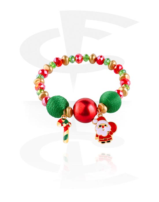 Bracelets, Fashion Bracelet with Christmas design, Elastic Band, Beads