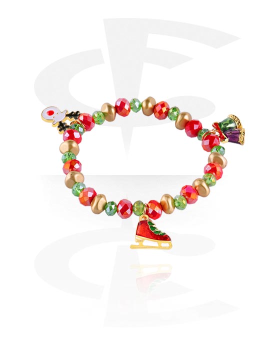 Bracelets, Bracelet tendance avec motif de noël, Élastique, Perles