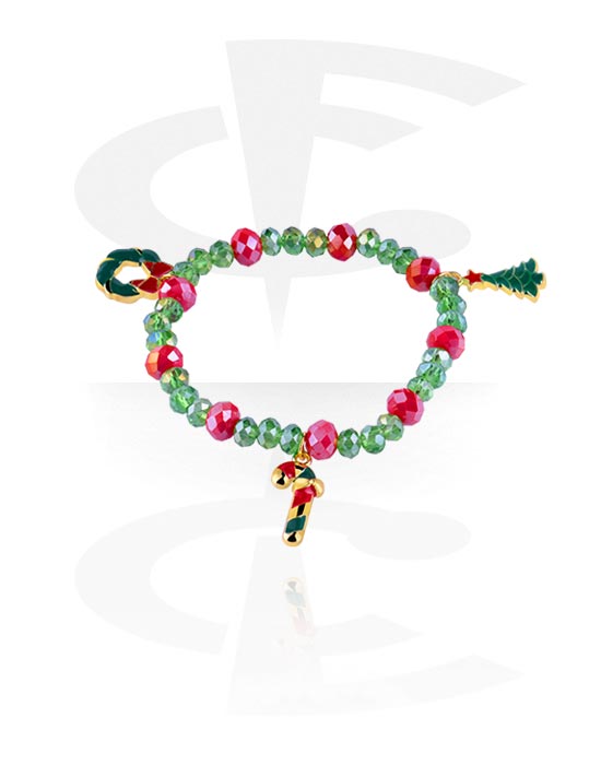 Bracelets, Bracelet tendance avec motif de noël, Élastique, Perles