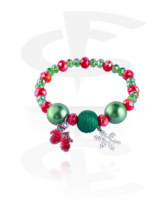 Bracciali, Bracciale con design natalizio, Fascia elastica, Perline