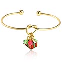 Bracelets, Bracelet tendance avec motif de noël, Laiton plaqué or