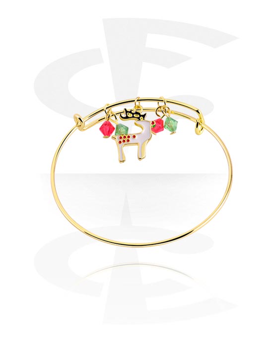 Bracelets, Bracelet tendance avec motif de noël, Laiton plaqué or