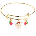 Bracelets, Bracelet tendance avec motif de noël, Laiton plaqué or