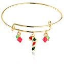 Bracelets, Bracelet tendance avec motif de noël, Laiton plaqué or