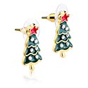 Pendientes, Pendientes con diseño navideño, Acero quirúrgico 316L, Aleación de zinc chapado