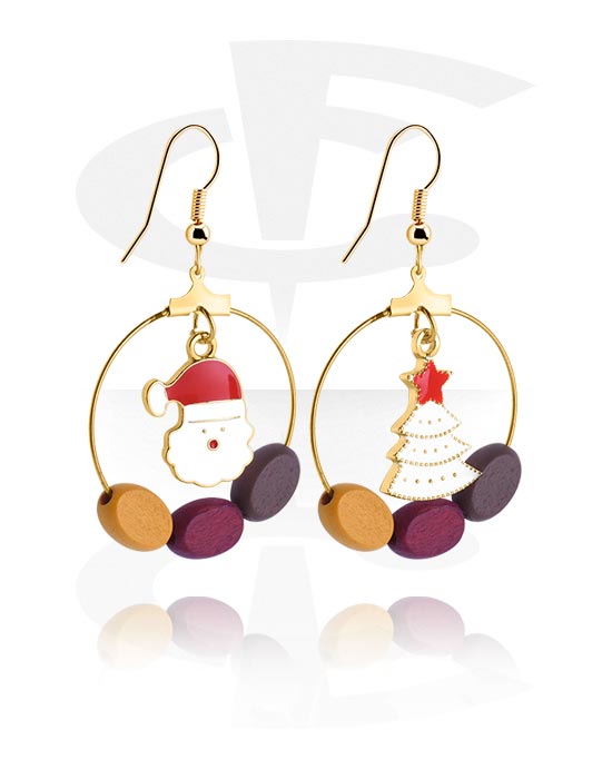 Earrings, Studs & Shields, Earrings with Christmas design, Surgical Steel 316L, Plated Zinc Alloy