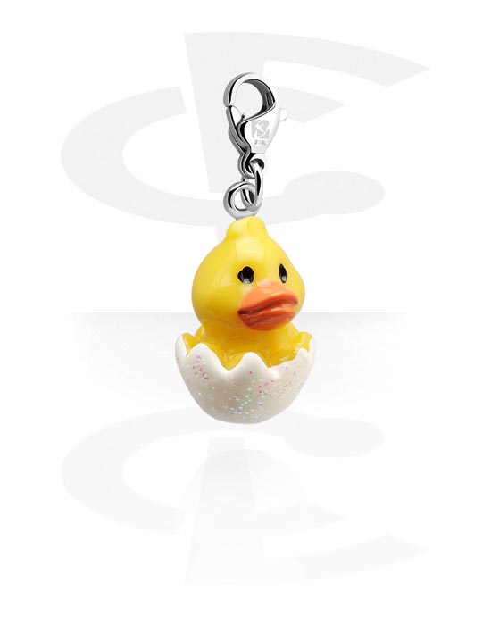 Charms, Charm with Chick Design, Surgical Steel 316L, Acrylic