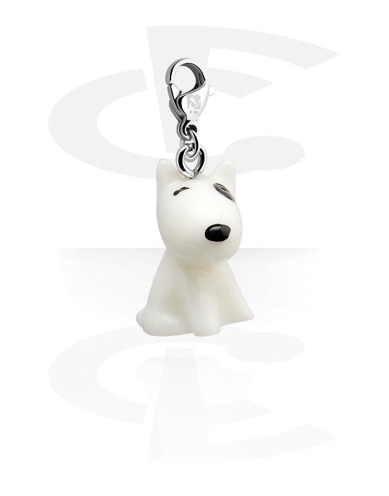 Charms, Charm with dog design, Surgical Steel 316L, Acrylic