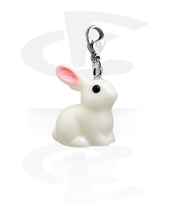 Charms, Charm with rabbit design, Surgical Steel 316L, Acrylic