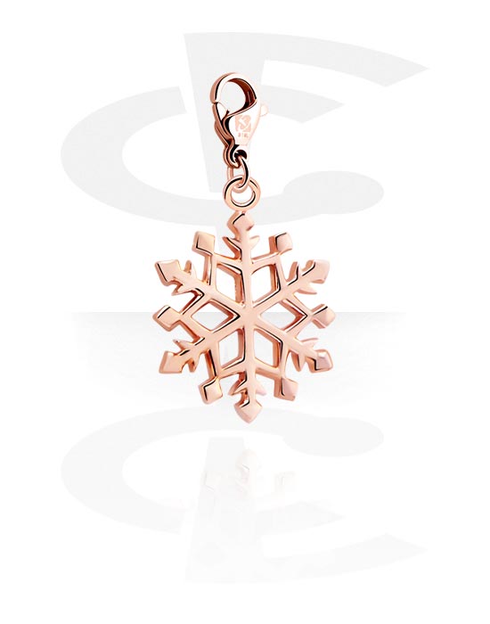 Charms, Charm with snowflake design, Rose Gold Plated Surgical Steel 316L, Plated Brass