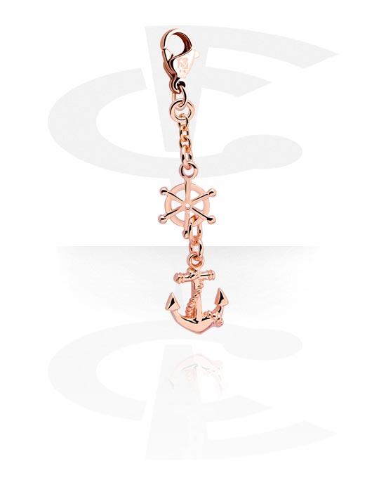 Charms, Charm with anchor design, Rose Gold Plated Surgical Steel 316L, Plated Brass