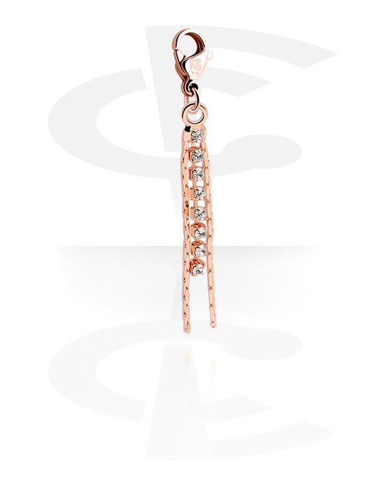 Charms, Charm with crystal stones, Rose Gold Plated Surgical Steel 316L, Plated Brass
