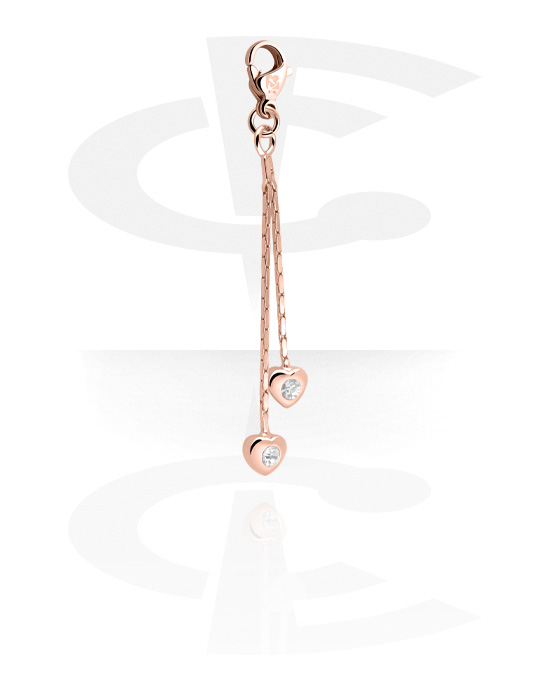 Charms, Charm with crystal stones, Rose Gold Plated Surgical Steel 316L, Plated Brass