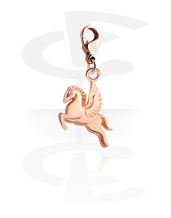 Charms, Charm with horse design, Rose Gold Plated Surgical Steel 316L, Plated Brass