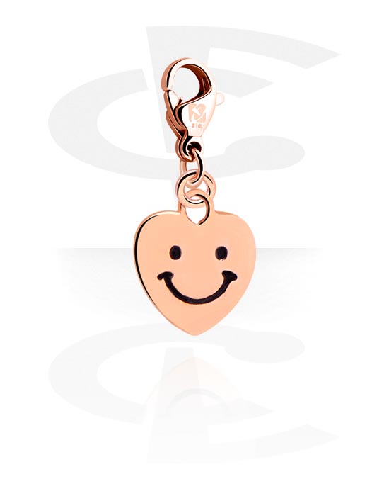 Charms, Charm with heart design, Rose Gold Plated Surgical Steel 316L, Plated Brass