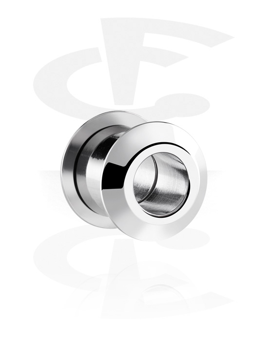 Tunnels & Plugs, Screw-on tunnel (surgical steel, silver, shiny finish) with convex front, Surgical Steel 316L