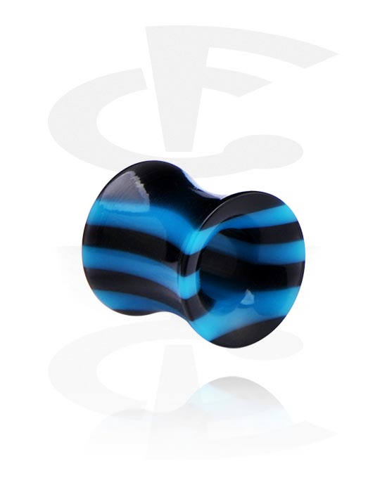 Tunnels & Plugs, Double flared tunnel (acrylic, various colours) with stripe design, Acrylic