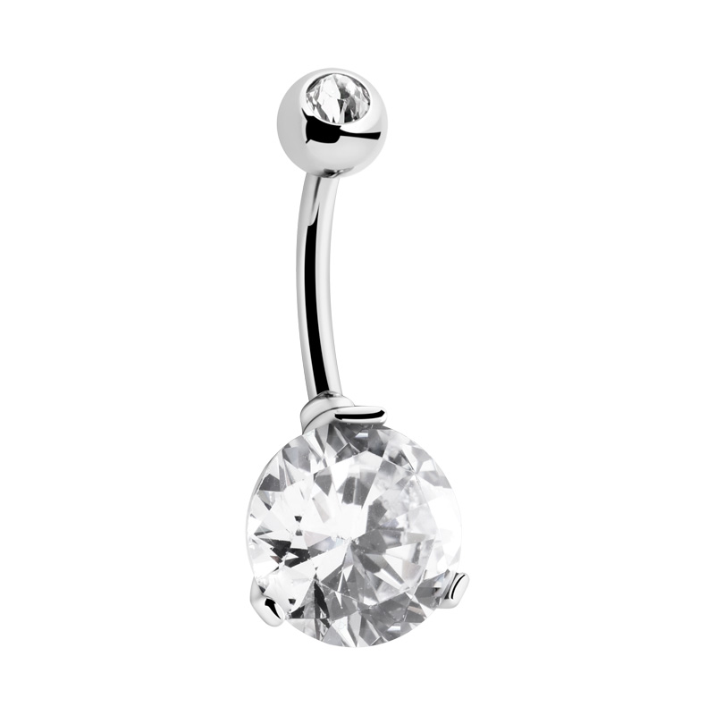 Piercing pour le nombril (acier chirurgical, argent, finition brillante) avec pierre en crystal Acier chirurgical 316L Bananes