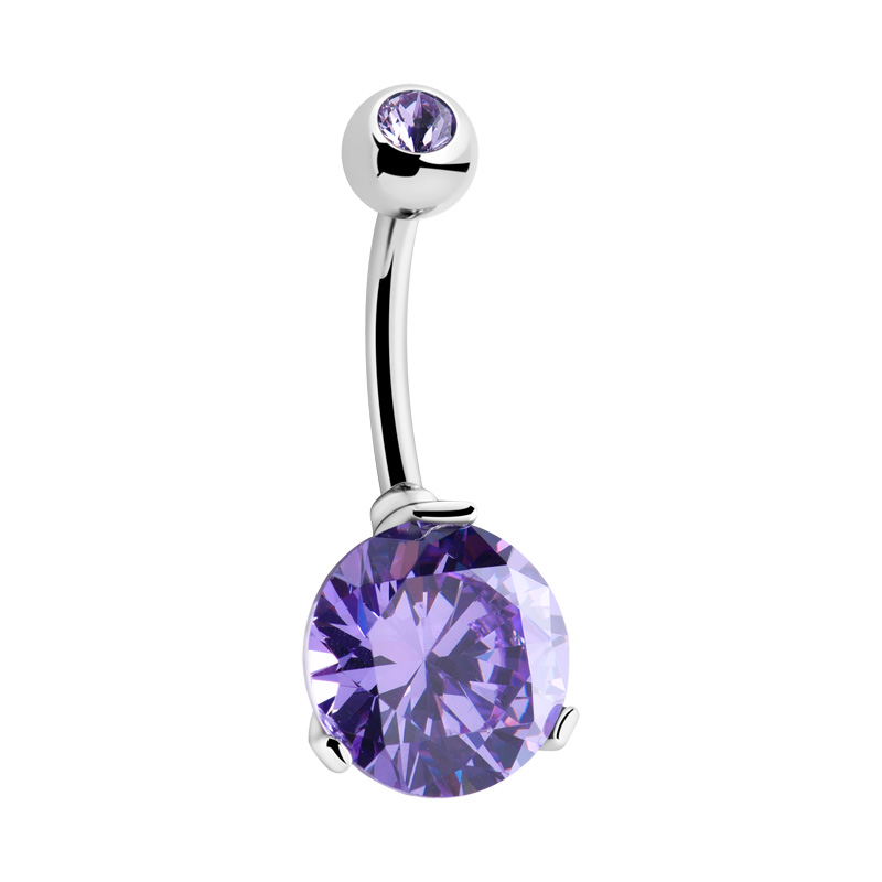 Piercing pour le nombril (acier chirurgical, argent, finition brillante) avec pierre en crystal Acier chirurgical 316L Bananes