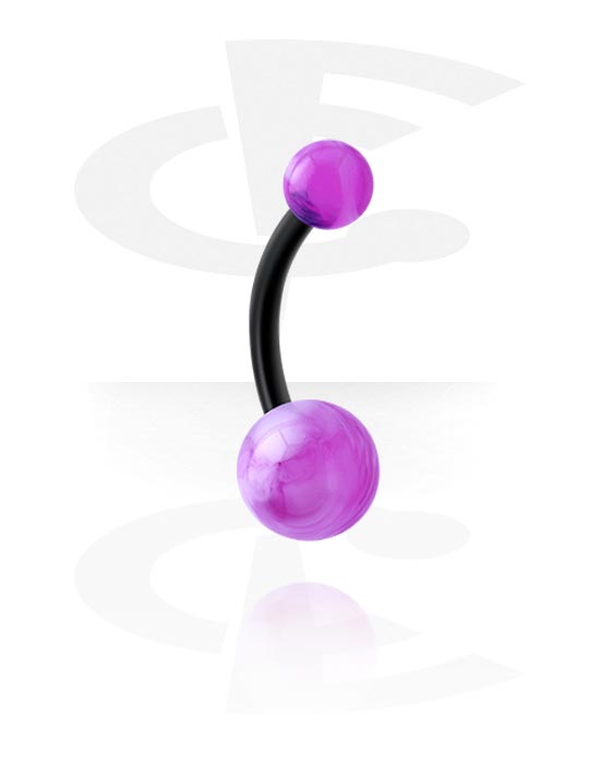 Curved Barbells, Belly button ring (bioflex, transparent) with acrylic balls, Bioflex, Acrylic