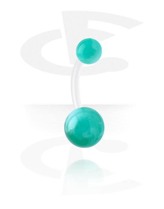 Curved Barbells, Belly button ring (bioflex, transparent) with acrylic balls, Bioflex, Acrylic