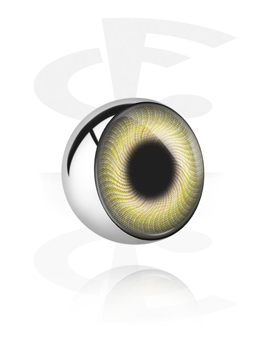 Kuglice, šipkice i još mnogo toga, Kuglica za igle s navojem od 1,6 mm (kirurški čelik, srebrna, sjajna završna obrada) s dizajn očiju u raznim bojama, Kirurški čelik 316L