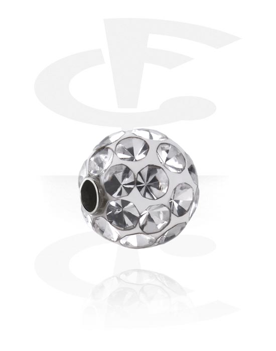 Bolas, barras & mais, Acessório para ball closure rings (aço cirúrgico, prata, acabamento brilhante) com pedras de cristal, Aço cirúrgico 316L