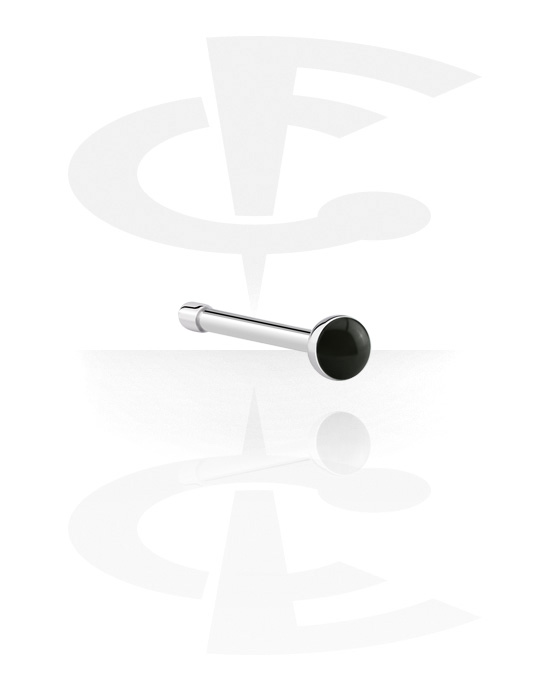Nesestaver og -ringer, Rett nesedobb (kirurgisk stål, sølv, skinnende finish) med fargerik hette, Kirurgisk stål 316L