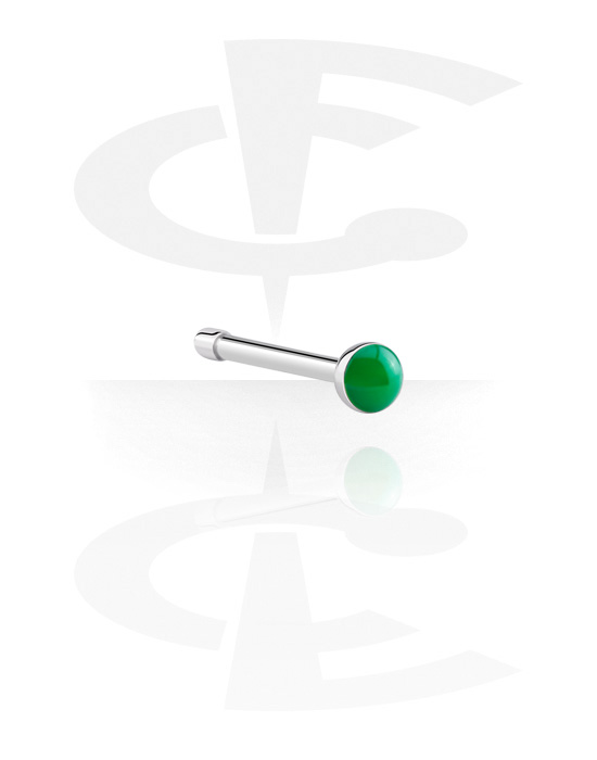 Nose Jewellery & Septums, Straight nose stud (surgical steel, silver, shiny finish) with colourful cap, Surgical Steel 316L
