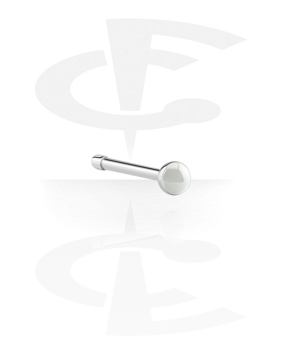 Nesestaver og -ringer, Rett nesedobb (kirurgisk stål, sølv, skinnende finish) med fargerik hette, Kirurgisk stål 316L