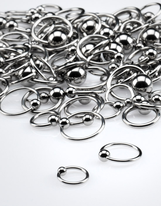 Tukkupakkaukset, Ball Closure Rings (1.0, 1.2 and 1.6mm Gauge), Surgical Steel 316L