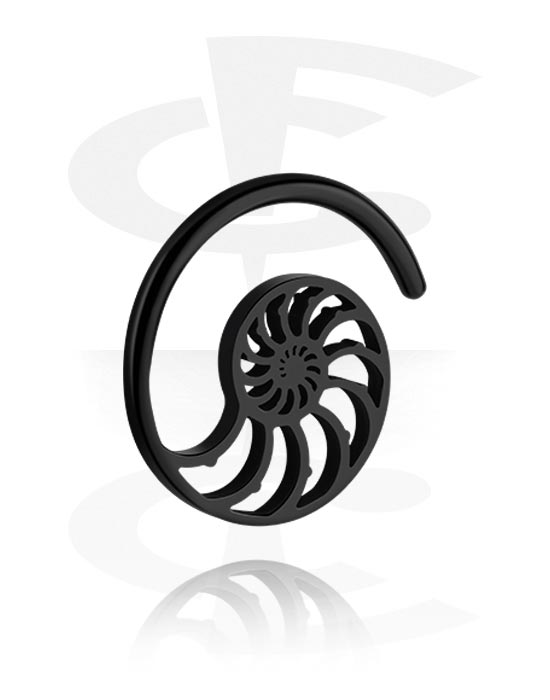 Ear weights & Hangers, Ear Weight (Edelstahl, schwarz, glänzend) mit Nautilus-Design, Edelstahl 316L