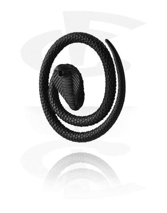 Öronvikter & Hängare, Ear weight (stainless steel, black, shiny finish) med snake design, Rostfritt stål 316L