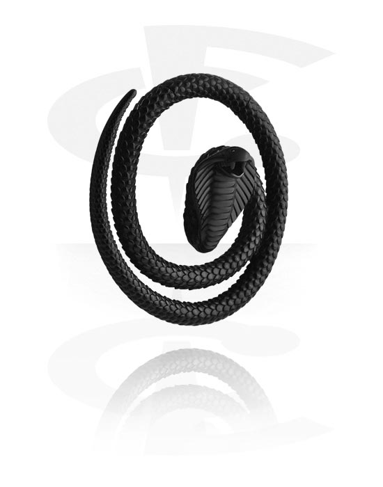 Utezi & visilice za uši, Uteg za uho (nehrđajući čelik, crna, sjajna završna obrada) s zmijskim dizajnom, Nehrđajući čelik 316L
