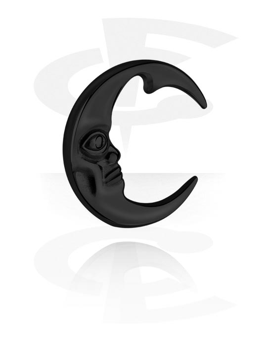 Ear weights & Hangers, Ear weight (stainless steel, black, shiny finish) with moon design, Stainless Steel 316L