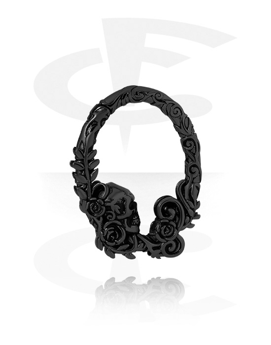 Ear weights & Hangers, Ear weight (stainless steel, black, shiny finish) with skull design, Stainless Steel 316L