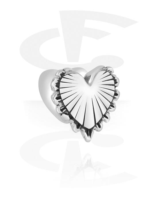 Tunnels & Plugs, Heart-shaped double flared plug (stainless steel, silver, shiny finish), Stainless Steel 316L