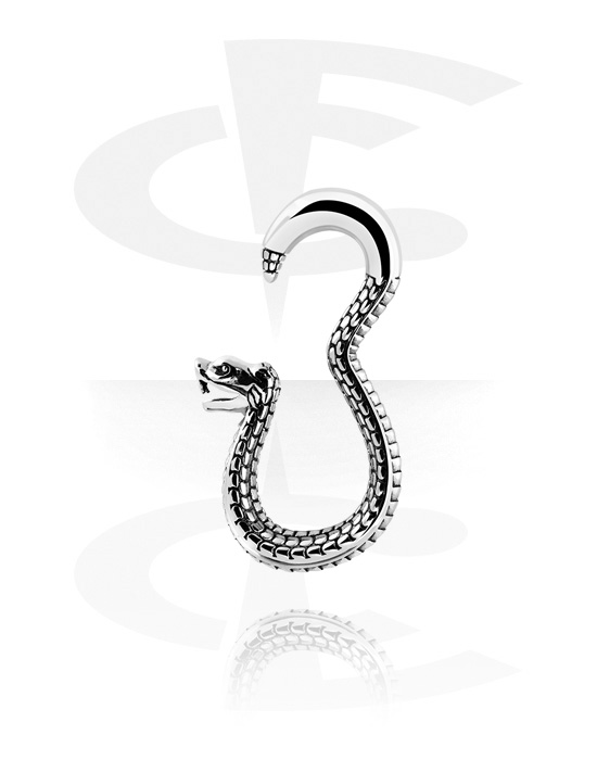 Ear weights & Hangers, Ear weight (acciaio chirurgico, argento, finitura lucida) con design serpente, Acciaio chirurgico 316L