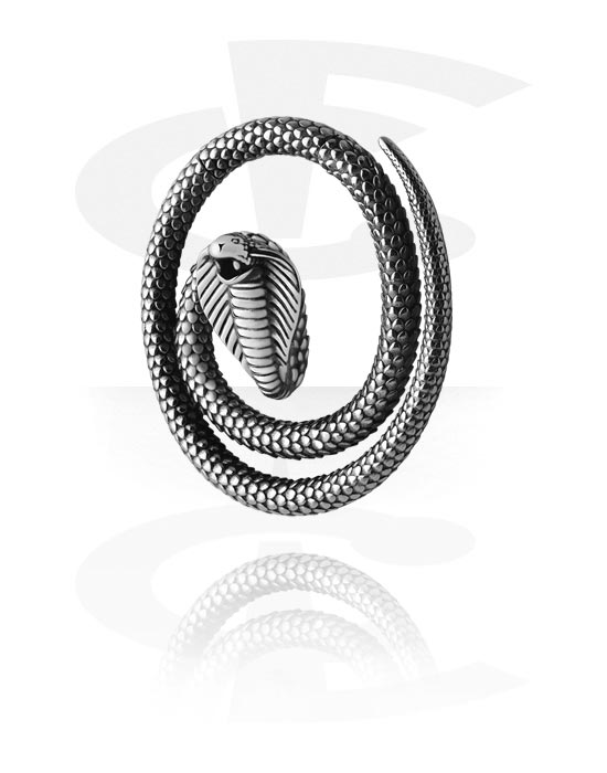 Öronvikter & Hängare, Ear weight (stainless steel, silver, shiny finish) med snake design, Rostfritt stål 316L
