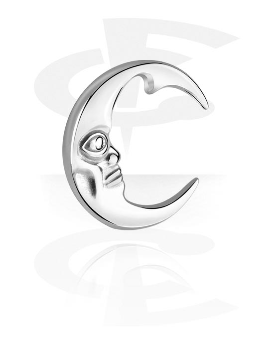 Ear weights & Hangers, Ear weight (stainless steel, silver, shiny finish) with moon design, Stainless Steel 316L